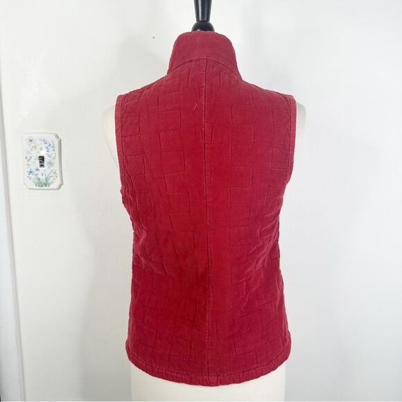 Habitat Size Small Red Quilted Sleeveless Button Front Jacket Vest - Picture 3 of 11